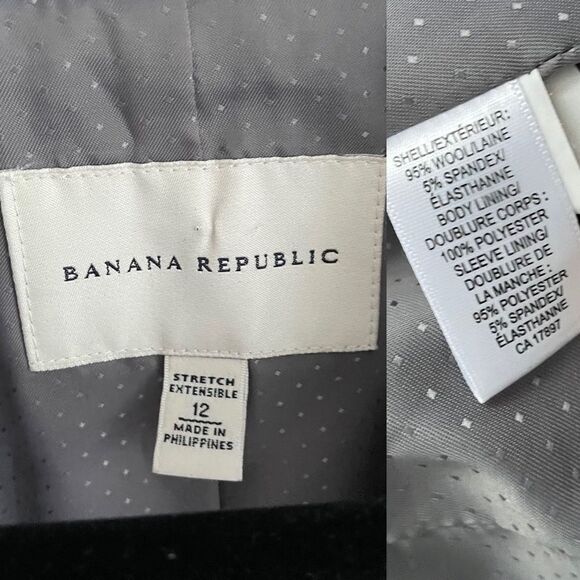 BANANA REPUBLIC Wool Stretch Button Front Blazer Jacket Charcoal Grey 12 - Picture 8 of 8